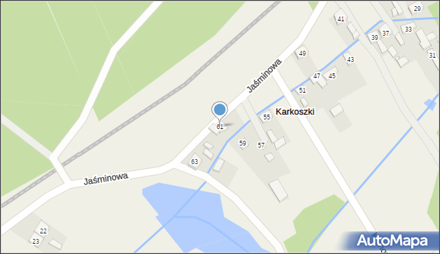 Karkoszki, Jaśminowa, 61, mapa Karkoszki