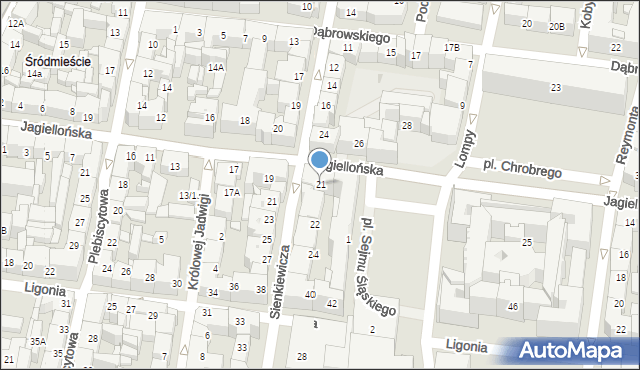 Katowice, Jagiellońska, 21, mapa Katowic