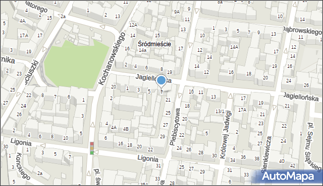 Katowice, Jagiellońska, 7, mapa Katowic