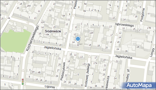 Katowice, Jagiellońska, 12, mapa Katowic