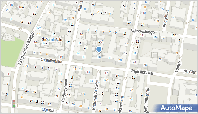Katowice, Jagiellońska, 16, mapa Katowic