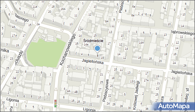 Katowice, Jagiellońska, 8, mapa Katowic
