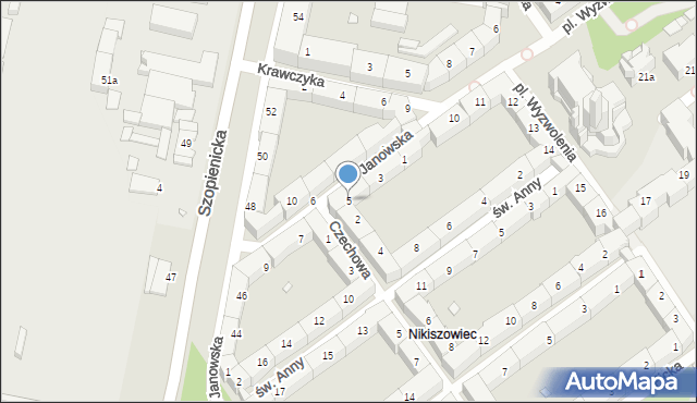 Katowice, Janowska, 5, mapa Katowic