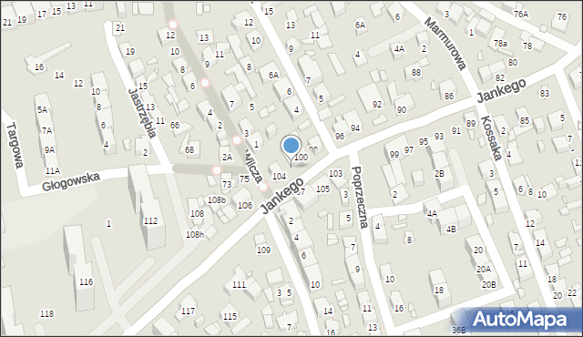 Katowice, Jankego Zygmunta Waltera, gen., 102, mapa Katowic