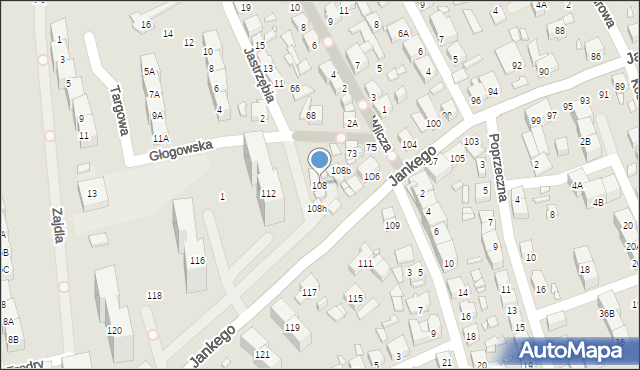 Katowice, Jankego Zygmunta Waltera, gen., 108, mapa Katowic