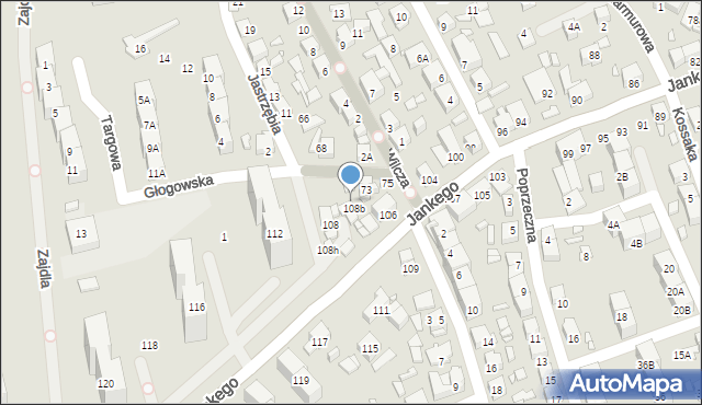 Katowice, Jankego Zygmunta Waltera, gen., 108c, mapa Katowic