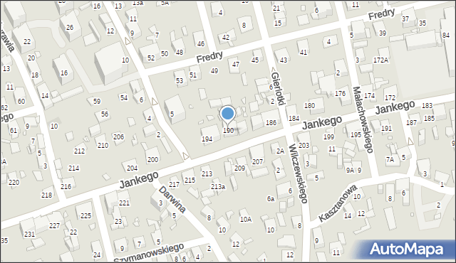 Katowice, Jankego Zygmunta Waltera, gen., 190, mapa Katowic