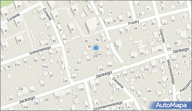 Katowice, Jankego Zygmunta Waltera, gen., 208, mapa Katowic