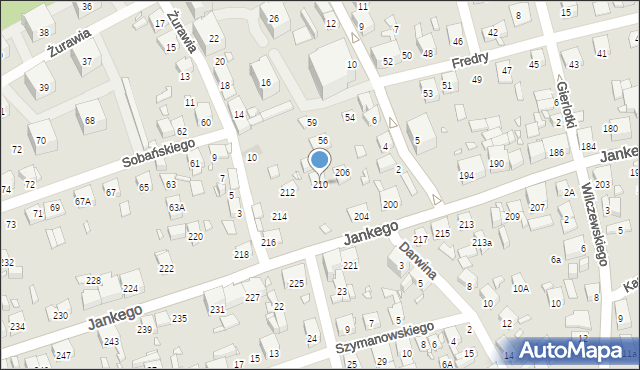 Katowice, Jankego Zygmunta Waltera, gen., 210, mapa Katowic