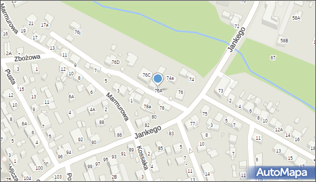 Katowice, Jankego Zygmunta Waltera, gen., 76A, mapa Katowic