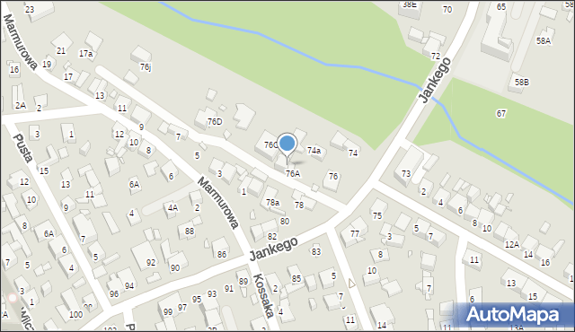 Katowice, Jankego Zygmunta Waltera, gen., 76B, mapa Katowic