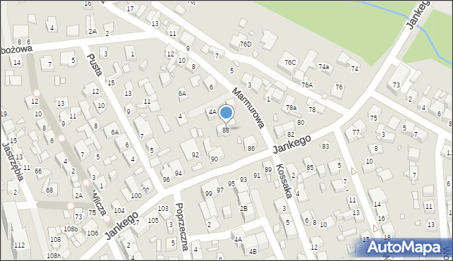 Katowice, Jankego Zygmunta Waltera, gen., 88, mapa Katowic