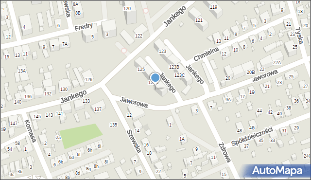 Katowice, Jankego Zygmunta Waltera, gen., 125C, mapa Katowic
