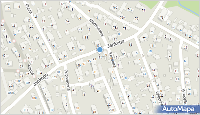 Katowice, Jankego Zygmunta Waltera, gen., 91, mapa Katowic