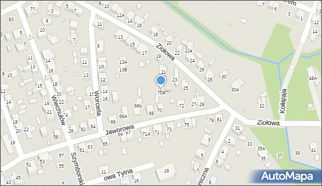 Katowice, Jaworowa, 70A, mapa Katowic