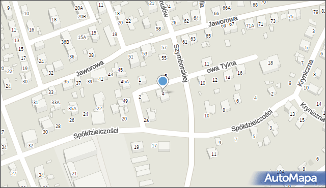 Katowice, Jaworowa Tylna, 4, mapa Katowic