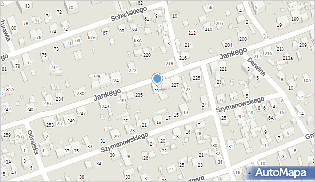 Katowice, Jankego Zygmunta Waltera, gen., 231, mapa Katowic