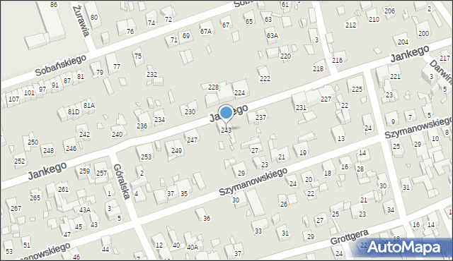 Katowice, Jankego Zygmunta Waltera, gen., 243, mapa Katowic