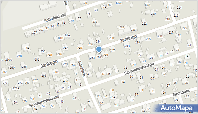 Katowice, Jankego Zygmunta Waltera, gen., 251, mapa Katowic
