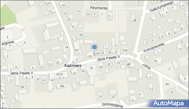 Kaźmierz, Jana Pawła II, 21, mapa Kaźmierz