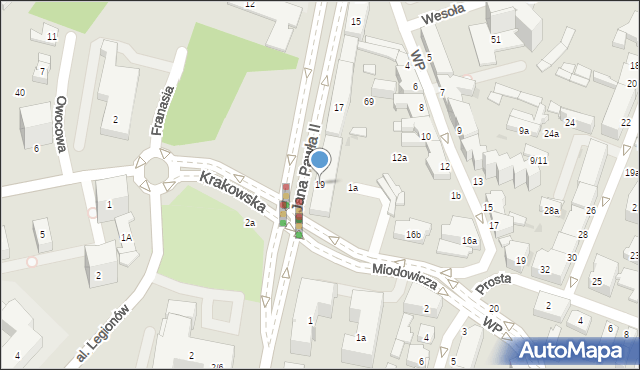 Kielce, Jana Pawła II, 19, mapa Kielc
