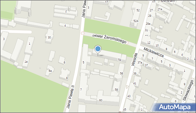 Kielce, Jana Pawła II, 5a, mapa Kielc