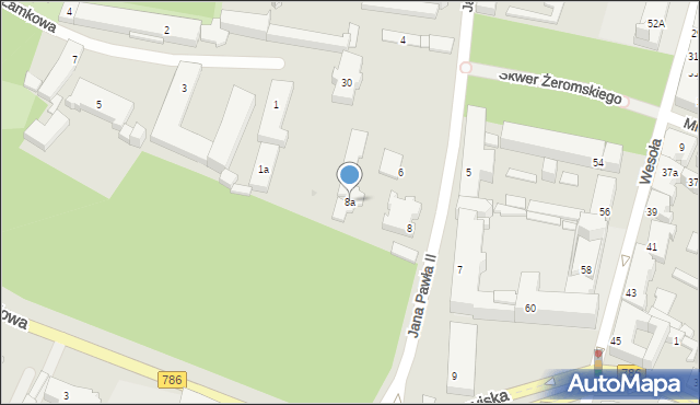 Kielce, Jana Pawła II, 8a, mapa Kielc