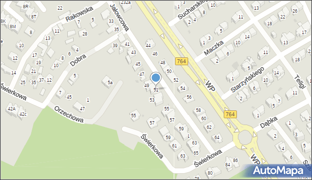 Kielce, Jałowcowa, 51, mapa Kielc