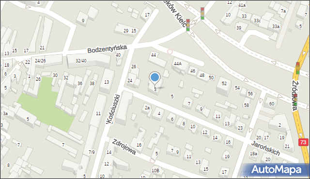 Kielce, Jarońskich, 3, mapa Kielc