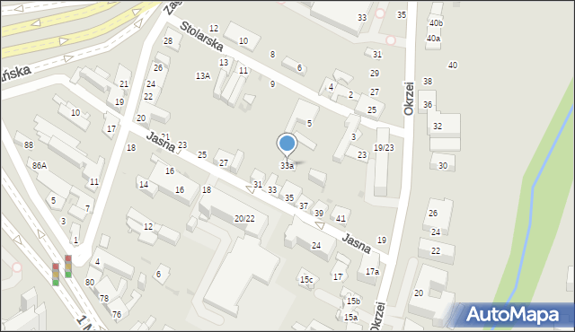 Kielce, Jasna, 33a, mapa Kielc