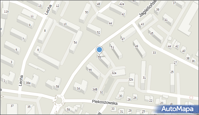 Kielce, Jagiellońska, 53, mapa Kielc