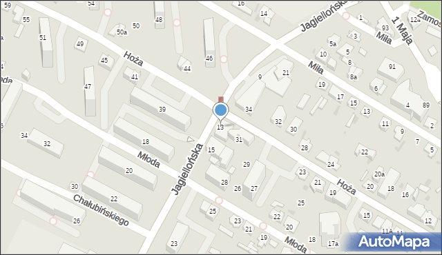Kielce, Jagiellońska, 13, mapa Kielc