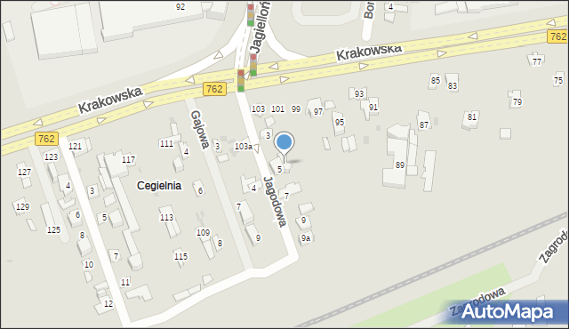 Kielce, Jagodowa, 5A, mapa Kielc