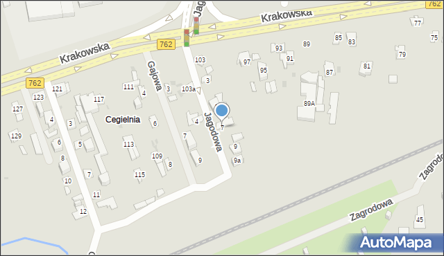 Kielce, Jagodowa, 7, mapa Kielc