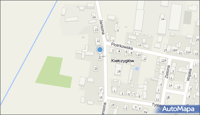 Kiełczygłów, Jansona Józefa, ks., 21, mapa Kiełczygłów