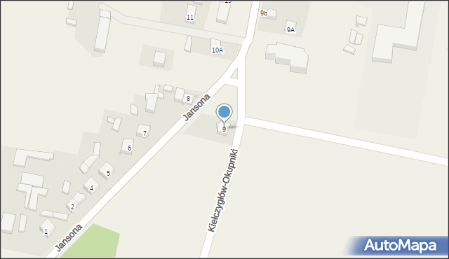 Kiełczygłów, Jansona Józefa, ks., 9, mapa Kiełczygłów
