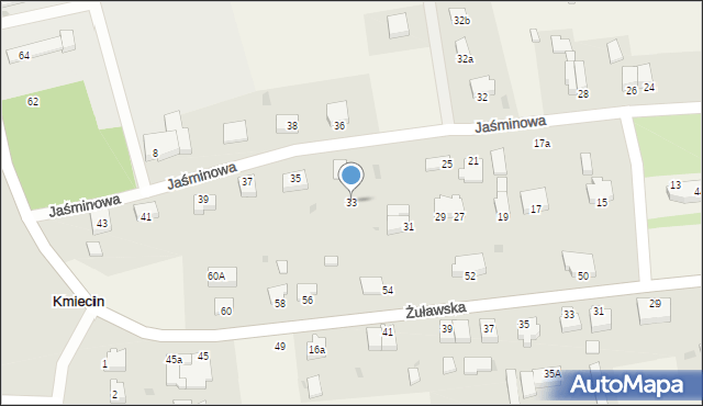 Kmiecin, Jaśminowa, 33, mapa Kmiecin