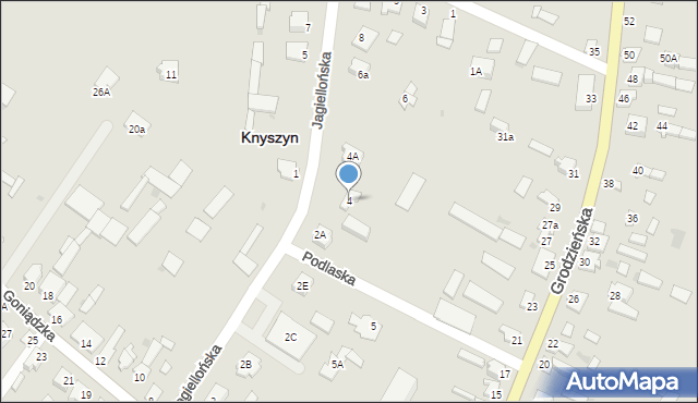 Knyszyn, Jagiellońska, 4, mapa Knyszyn