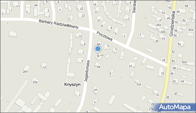 Knyszyn, Jagiellońska, 8, mapa Knyszyn