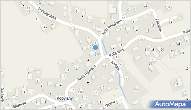 Kobylany, Jana Pawła II, 2, mapa Kobylany