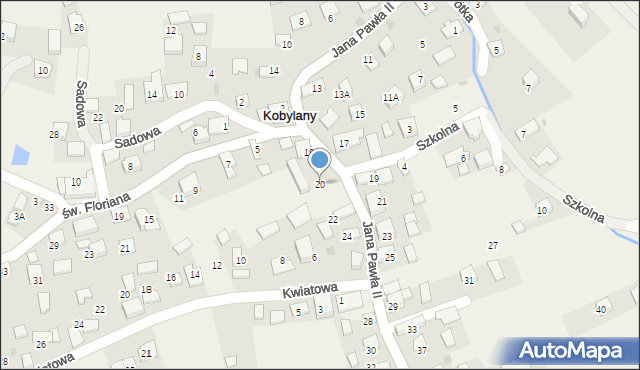 Kobylany, Jana Pawła II, 20, mapa Kobylany