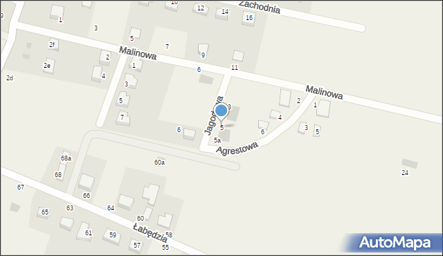 Kobylice, Jagodowa, 5, mapa Kobylice