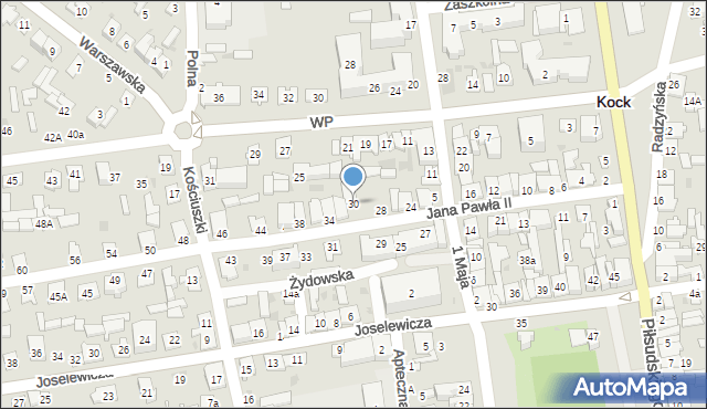 Kock, Jana Pawła II, 30, mapa Kock