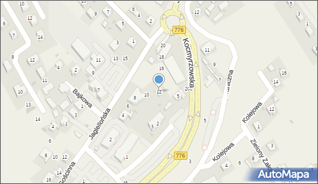 Kocmyrzów, Jagiellońska, 12, mapa Kocmyrzów