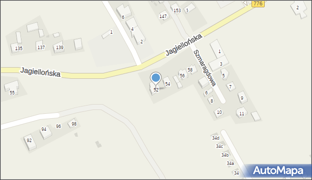 Kocmyrzów, Jagiellońska, 52, mapa Kocmyrzów