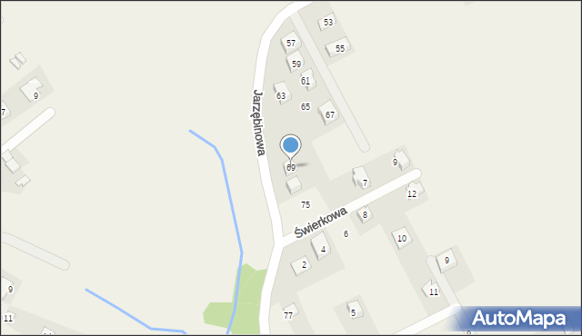 Kocmyrzów, Jarzębinowa, 69, mapa Kocmyrzów