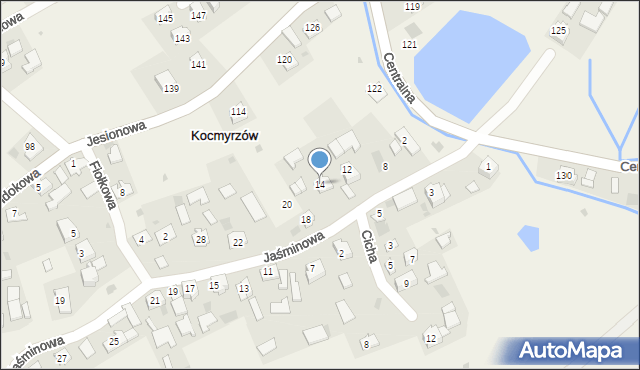 Kocmyrzów, Jaśminowa, 14, mapa Kocmyrzów