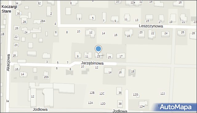 Koczargi Stare, Jarzębinowa, 13, mapa Koczargi Stare