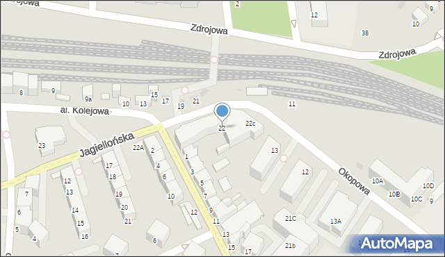 Kołobrzeg, Jagiellońska, 22, mapa Kołobrzegu