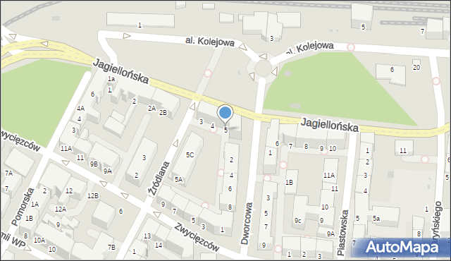 Kołobrzeg, Jagiellońska, 5, mapa Kołobrzegu